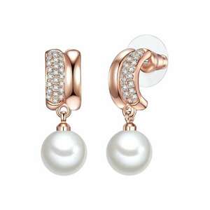 Cercei placati cu aur de 14K si decorati cu cristale si perle imagine