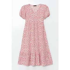 Rochie cu decolteu in V si model floral imagine
