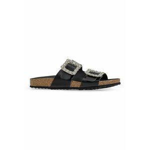 Papuci flip-flop de piele cu strasuri imagine