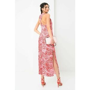 Rochie lunga cu croiala dreapta si model in dungi imagine