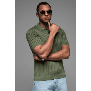 Tricou polo cu aspect striat imagine