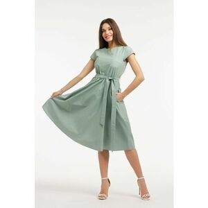 Rochie midi cu croiala evazata si maneci scurte imagine