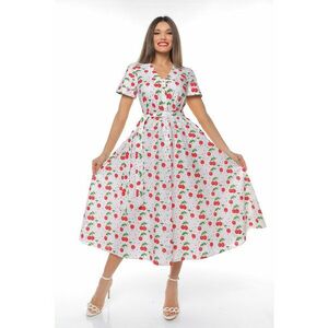 Rochie midi cu croiala evazata si cordon in talie imagine