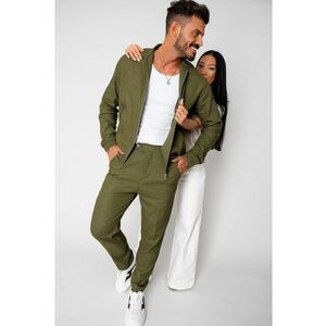Set Toscano Jacheta cu fermoar si pantalon lung Kaki 16469 imagine