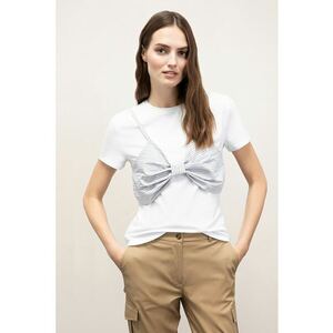 Tricou din amestec de bumbac cu aplicatie cu funda imagine