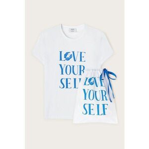 Tricou din amestec de bumbac cu imprimeu text imagine