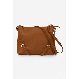Geanta crossbody de piele cu aspect texturat - Maro imagine