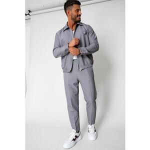 Set Caruso Jacheta fermoar cu buzunar si pantalon lung Grey 15624 imagine