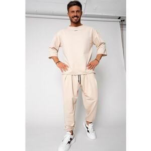 Set Flex Tricou Oversized si pantalon Baggy Light Beige 15608 imagine