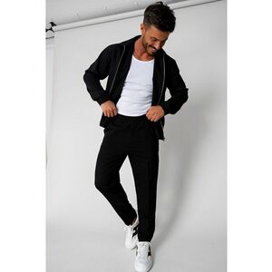 Set Caruso Jacheta fermoar cu buzunar si pantalon lung Black 15629 imagine