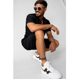 Set camasa si pantalon scurt uni Black 16235 imagine
