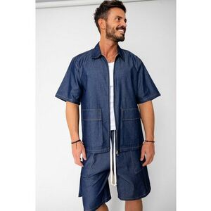 Set camasa si pantalon scurt din denim Dark Blue 16250 imagine