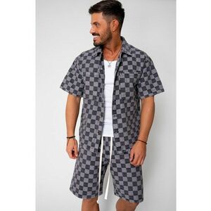 Set camasa si pantalon scurt din denim Grey Anthracite 16219 imagine