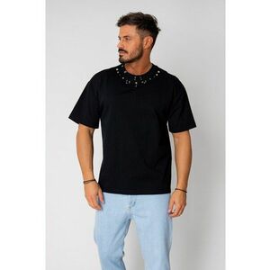 Tricou cu accesorii metalice la gat Black 16079 imagine