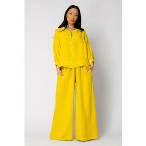 Set Bluza cu fermoar si Pantalon lung din 100% in Mustard 15917 imagine
