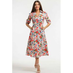 Rochie midi cu decolteu in V imagine