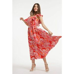 Rochie midi cu croiala in A - model si cordon in talie imagine