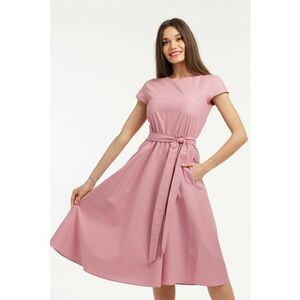 Rochie midi cu croiala evazata si maneci scurte imagine