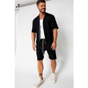 Set Jacheta maneca scurta cu fermoar si pantalon scurt Black 16569 imagine