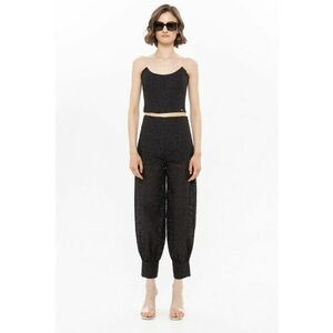 Pantaloni crop cu talie inalta si decupaje discrete imagine