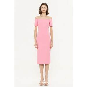 Rochie midi cu decolteu pe umeri imagine