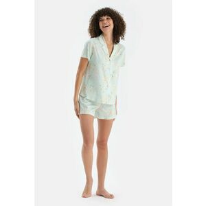 Pijama din amestec de bumbac cu model floral - 2 piese imagine