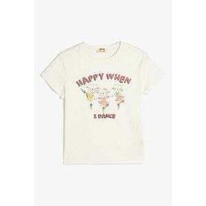 Tricou cu decolteu la baza gatului si imprimeu imagine