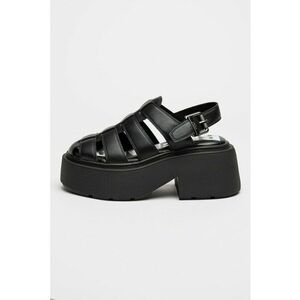 Sandale demi-wedge de piele ecologica uni imagine