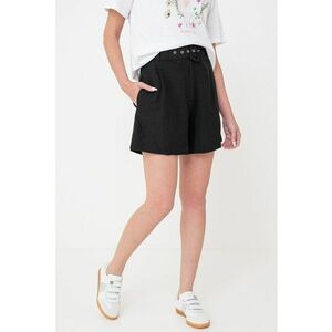Pantaloni scurti din amestec de in cu o curea in talie imagine