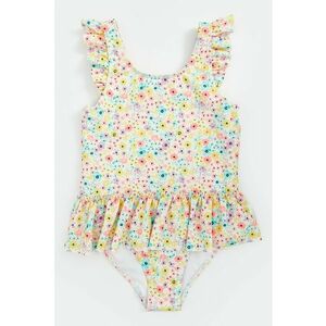 Costum de baie intreg cu model floral si garnituri cu volane imagine