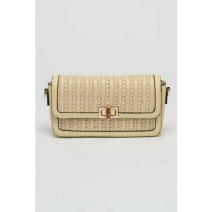 Geanta crossbody din material textil cu clapa si insertii de piele ecologica imagine