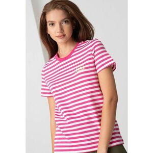 Tricou cu decolteu la baza gatului si model in dungi imagine