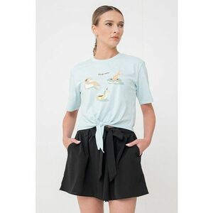 Tricou cu decolteu la baza gatului si detaliu cu imprimeu imagine