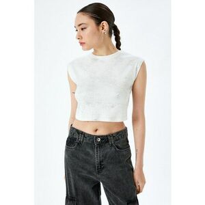 Tricou crop cu model cu aspect metalic imagine
