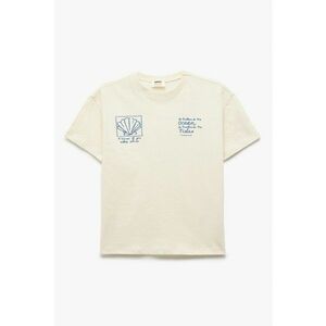 Tricou de bumbac cu decolteu la baza gatului imagine