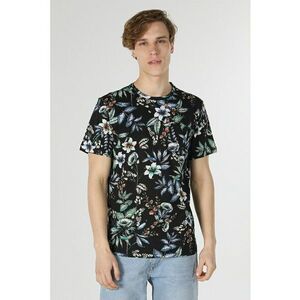 Tricou cu decolteu la baza gatului si imprimeu floral imagine