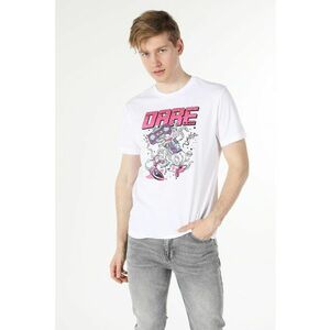 Tricou cu decolteu la baza gatului si imprimeu grafic imagine
