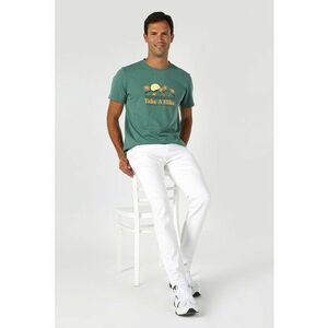 Tricou cu imprimeu si decolteu la baza gatului imagine