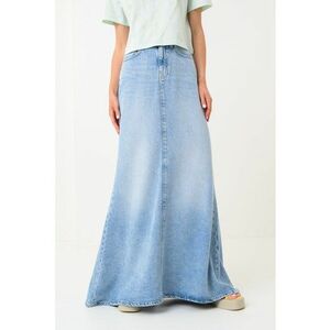 Fusta maxi din amestec de lyocell si denim cu slit pe spate imagine