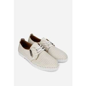 Pantofi dama bej din piele cu model perforat imagine