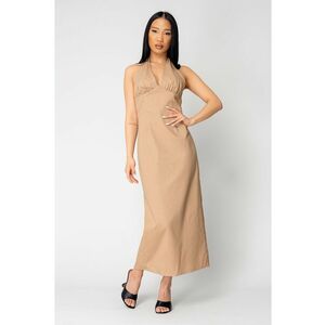Rochie lunga cu spatele gol Brown 16594 imagine