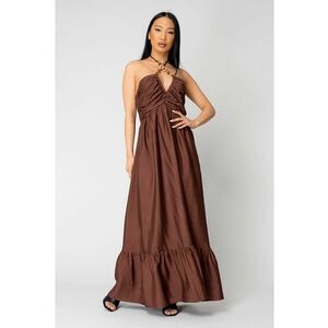 Rochie lunga cu spatele gol Brown 16436 imagine