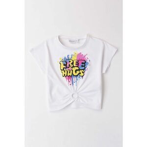 Tricou crop cu decupaj si imprimeu imagine