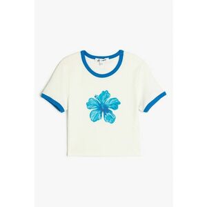Tricou din bumbac cu imprimeu Hibiscus imagine