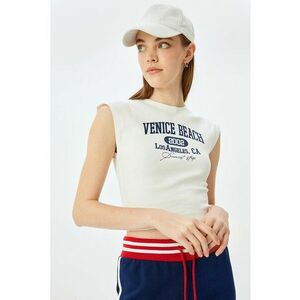 Tricou crop cu imprimeu text imagine