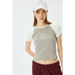 Tricou crop cu maneci raglan imagine