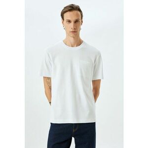 Tricou din bumbac cu decolteu la baza gatului si model uni imagine