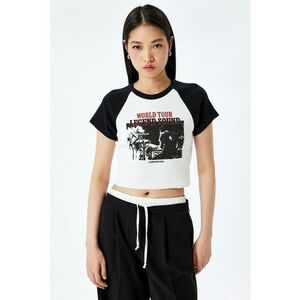Tricou crop cu maneci contrastante imagine