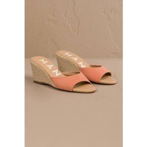 Papuci wedge de piele intoarsa imagine
