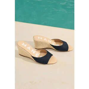 Papuci de piele intoarsa cu toc wedge imagine